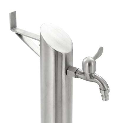 Wassersäule Edelstahl 7,6 x 95 cm Wasserhahn Garten Zapfsäule Silber