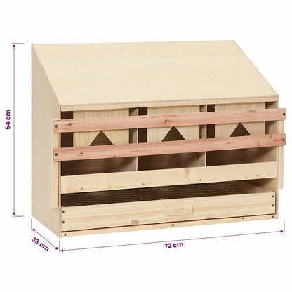 Abrollnest Hühner 3-fach Legenest Holz 72x33x54 cm Schrägdach Eierfach