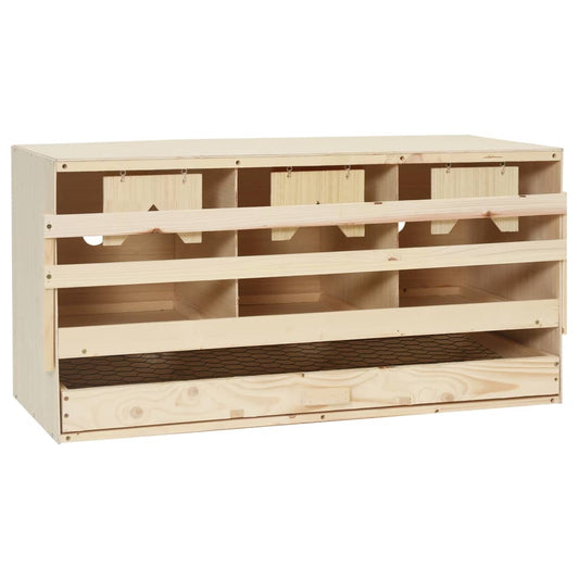 Legenest Hühnernest 3 Fächer 72 x 33 x 38 cm Massivholz Kiefer + MDF Abrollnest natur