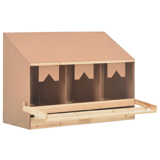 Legenest Hühnernest 3 Fächer 93 x 40 x 65 cm Massivholz Kiefer + MDF Abrollnest natur