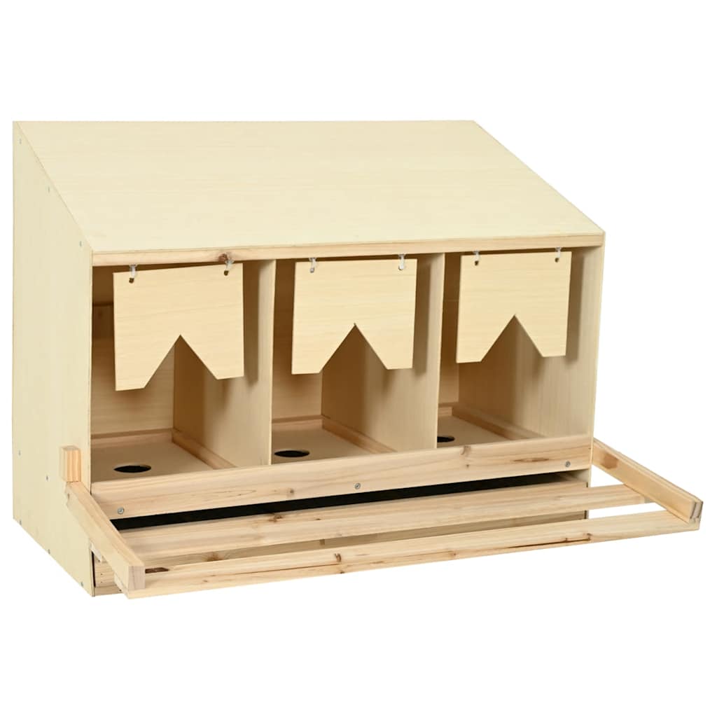 Abrollnest Hühner 3-fach Legenest Holz 93x40x65 cm Schrägdach Eierfach