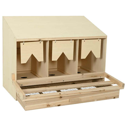 Abrollnest Hühner 3-fach Legenest Holz 93x40x65 cm Schrägdach Eierfach