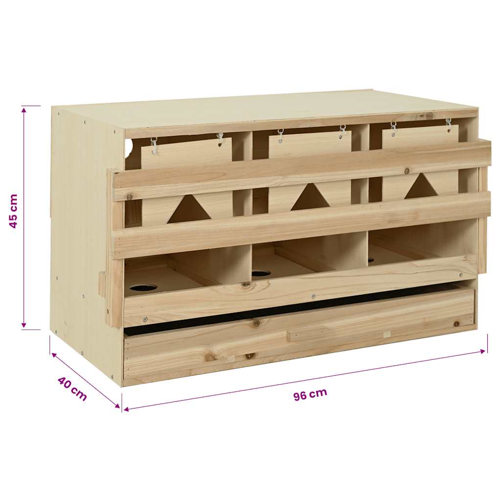 Abrollnest Hühner 3-fach Legenest Holz 96x40x45 cm Flachdach Eierfach