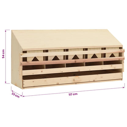 Abrollnest Hühner 5-fach Legenest Holz 117x33x54 cm Schrägdach Eierfach