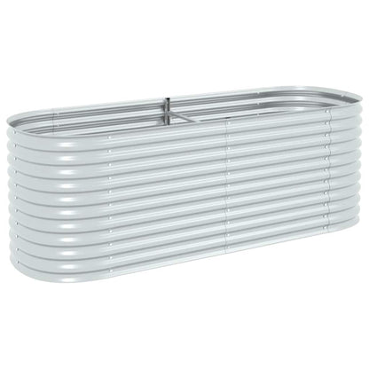 Garden raised bed 240 x 80 x 81 cm Galvanized steel Silver Oval planter