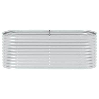 Garden raised bed 240 x 80 x 81 cm Galvanized steel Silver Oval planter