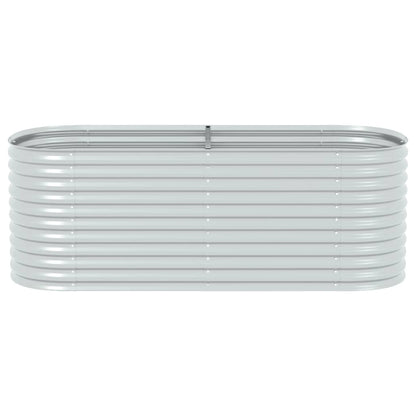 Garden raised bed 240 x 80 x 81 cm Galvanized steel Silver Oval planter