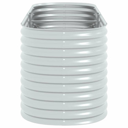 Garden raised bed 240 x 80 x 81 cm Galvanized steel Silver Oval planter