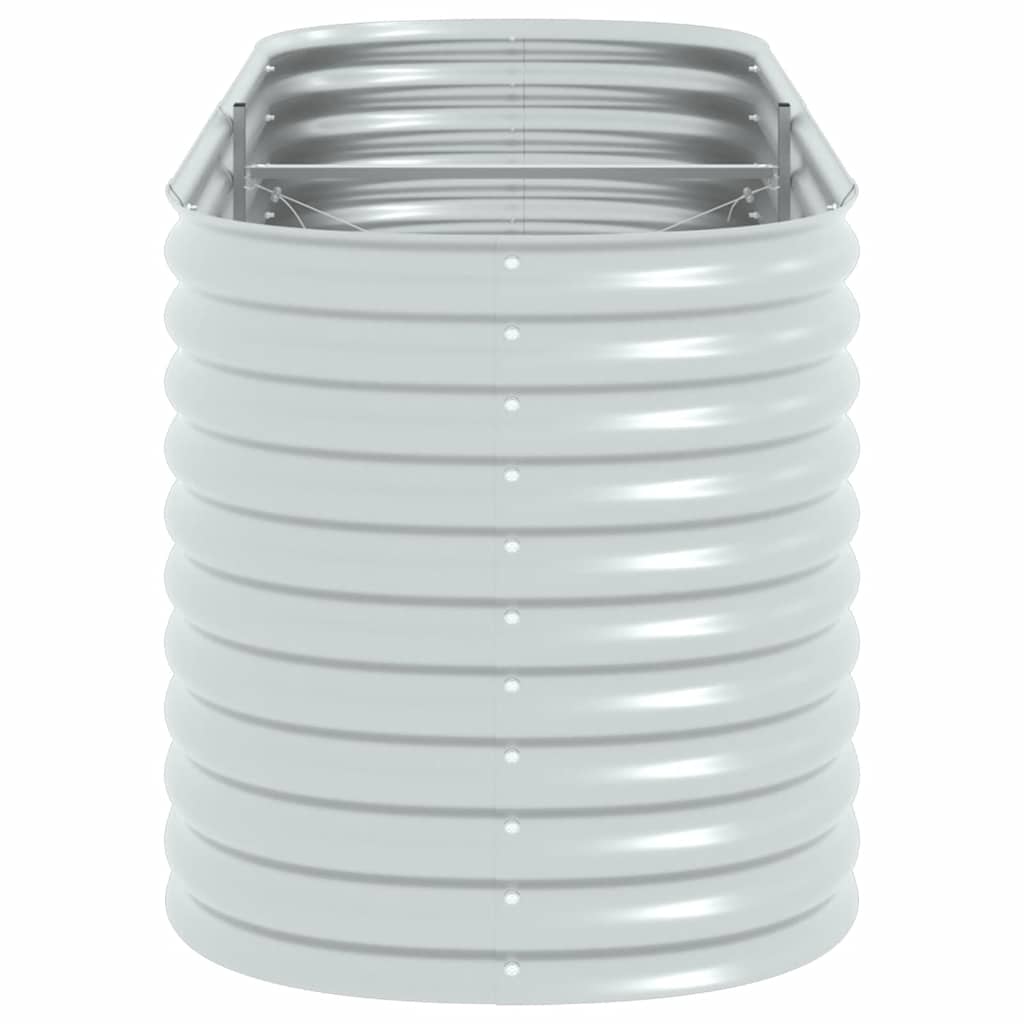 Garden raised bed 240 x 80 x 81 cm Galvanized steel Silver Oval planter