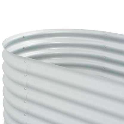 Garden raised bed 240 x 80 x 81 cm Galvanized steel Silver Oval planter