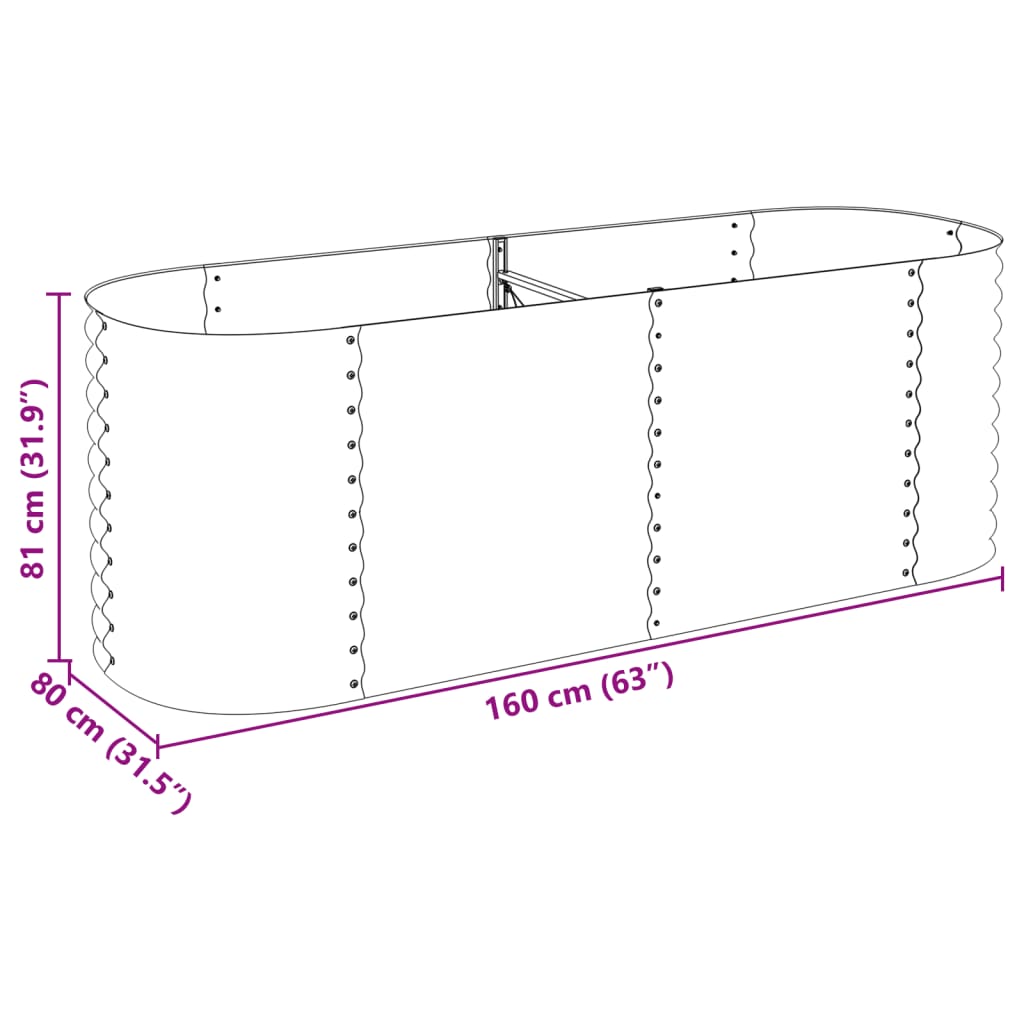 Garten-Hochbeet 240 x 80 x 81 cm Verzinkter Stahl Silbern Pflanzkasten oval