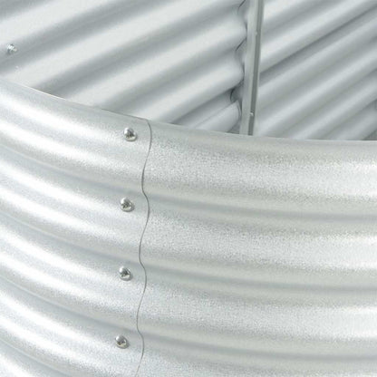 Garden raised bed 240 x 80 x 81 cm Galvanized steel Silver Oval planter