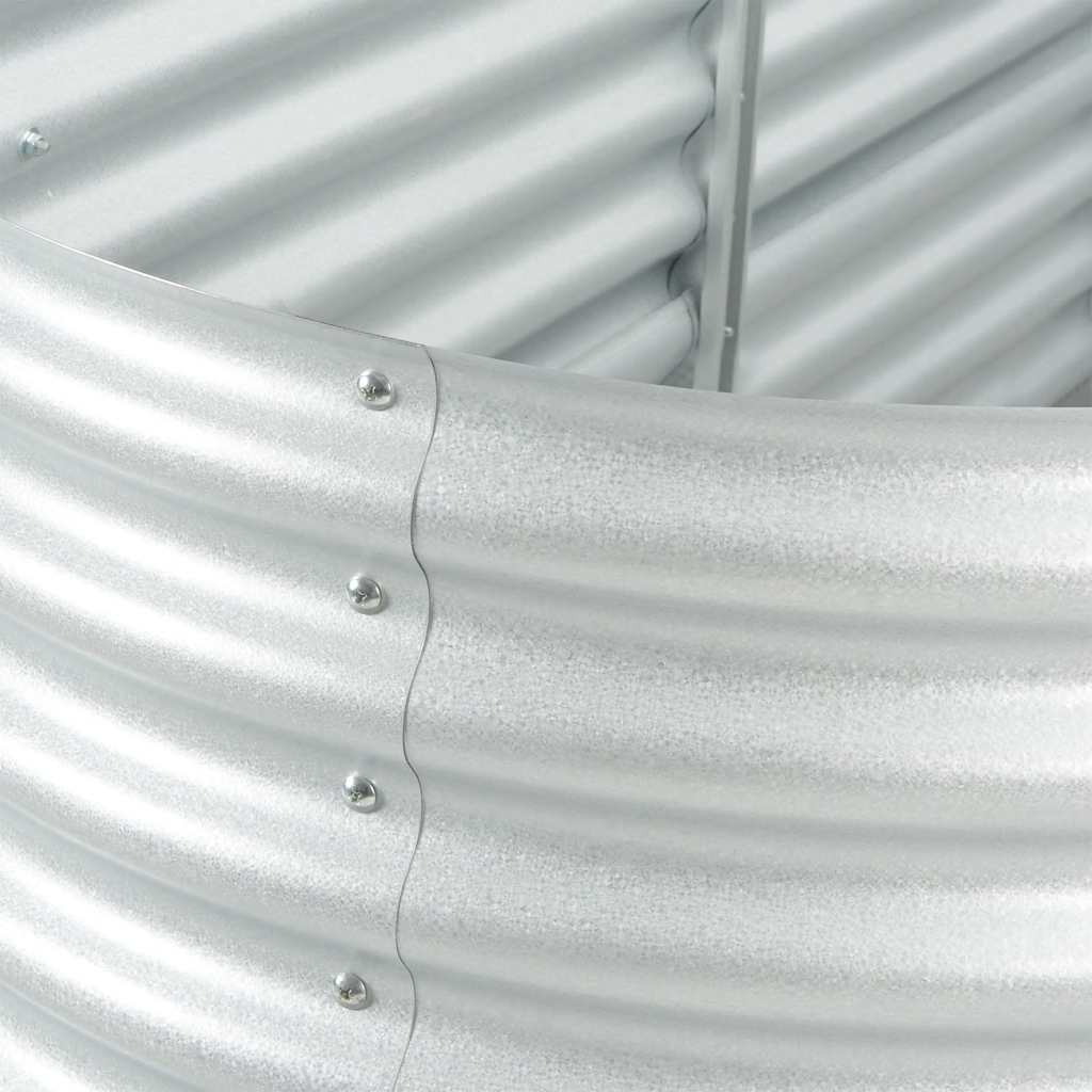 Garden raised bed 240 x 80 x 81 cm Galvanized steel Silver Oval planter
