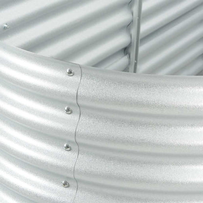 Garden raised bed 240 x 80 x 81 cm Galvanized steel Silver Oval planter