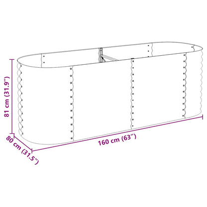 Garden raised bed 240 x 80 x 81 cm Galvanized steel Silver Oval planter