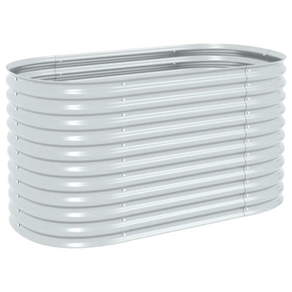 Garden raised bed 160x80x81 cm Galvanized steel Silver Oval planter