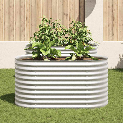 Garden raised bed 160x80x81 cm Galvanized steel Silver Oval planter