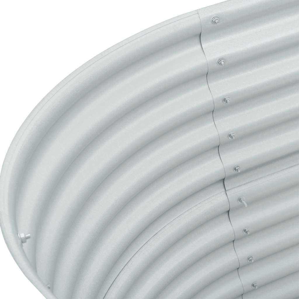 Garden raised bed 160x80x81 cm Galvanized steel Silver Oval planter