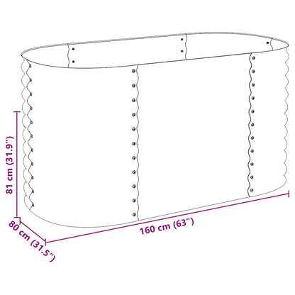 Garden raised bed 160x80x81 cm Galvanized steel Silver Oval planter
