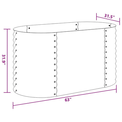 Garden raised bed 160x80x81 cm Galvanized steel Silver Oval planter