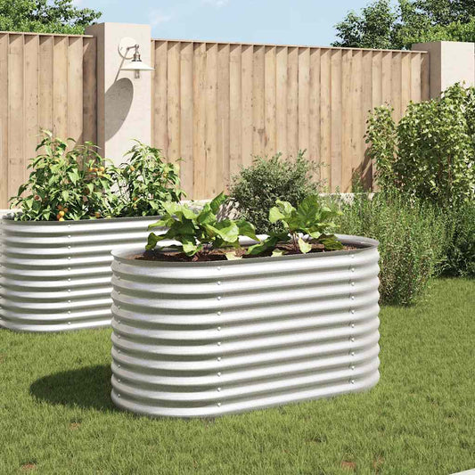 Garden raised bed 160x80x81 cm Galvanized steel Silver Oval planter