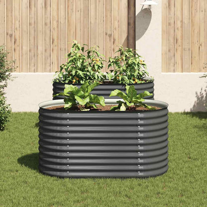 Garden raised bed 160x80x81 cm Galvanized steel Anthracite Oval planter