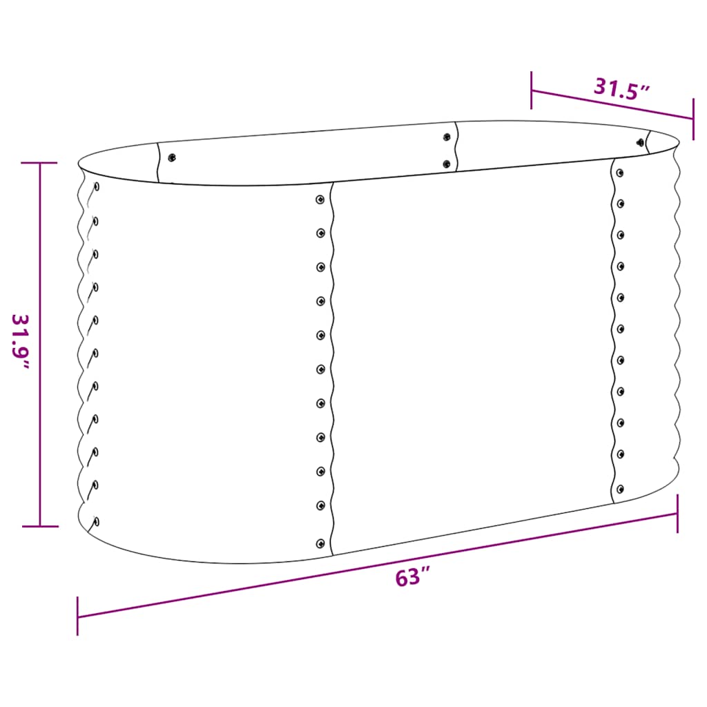 Garden raised bed 160x80x81 cm Galvanized steel Anthracite Oval planter