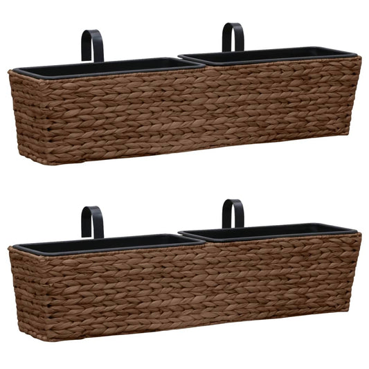Balkon-Blumenkasten Pflanzkübel 2 Stk. Wasserhyazinthe Braun 60 cm hängend