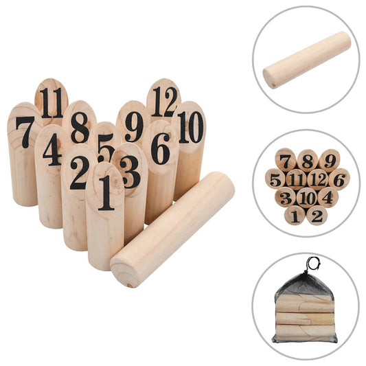 Kubb Spielset Holz Gesellschafts- und Geschicklichkeitsspiel drinnen und draußen