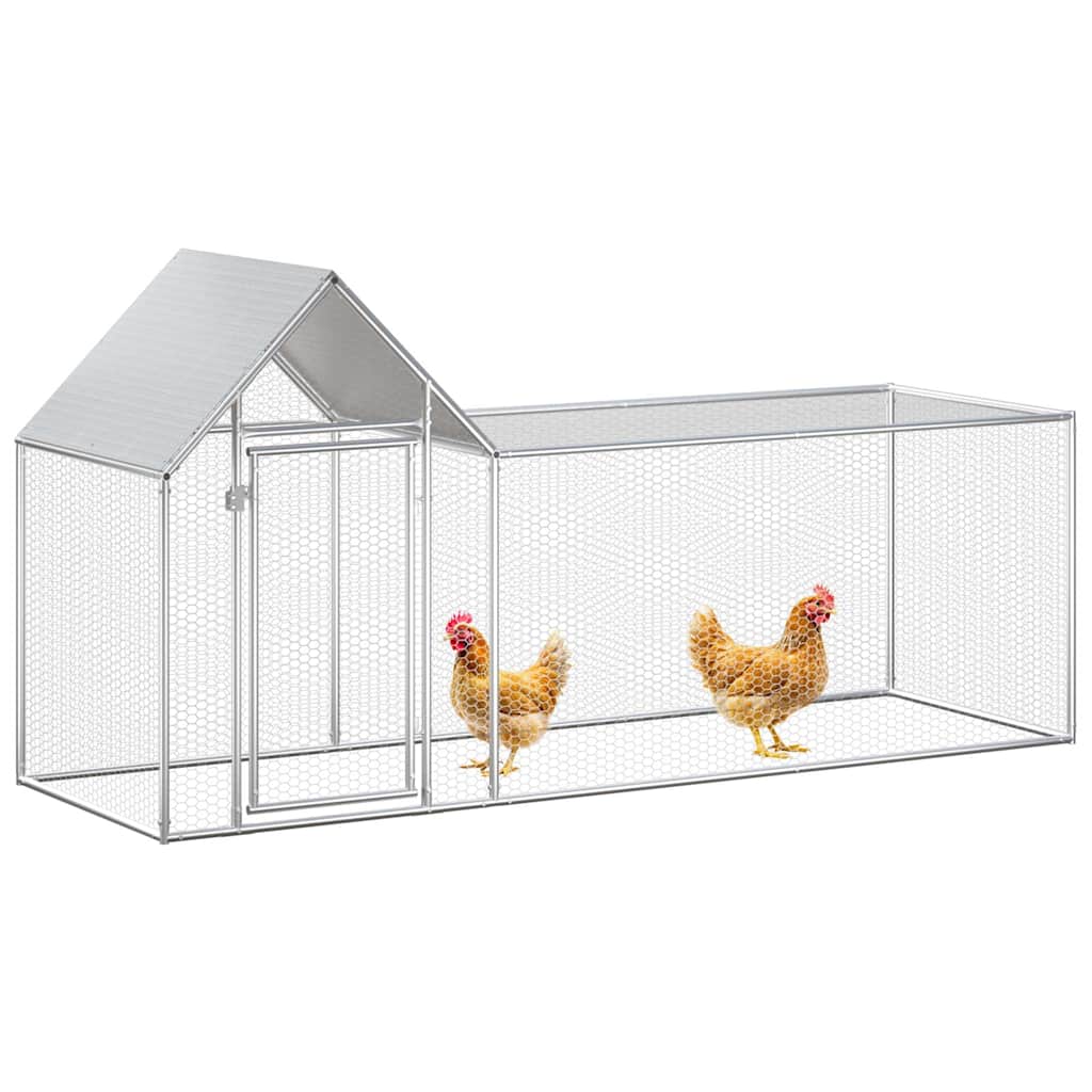 Chicken cage, chicken coop, steel, 3 x 1 x 1.5 m, run, outdoor enclosure, animal cage, poultry house
