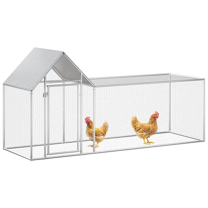 Chicken cage, chicken coop, steel, 3 x 1 x 1.5 m, run, outdoor enclosure, animal cage, poultry house