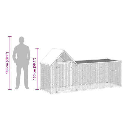 Chicken cage, chicken coop, steel, 3 x 1 x 1.5 m, run, outdoor enclosure, animal cage, poultry house