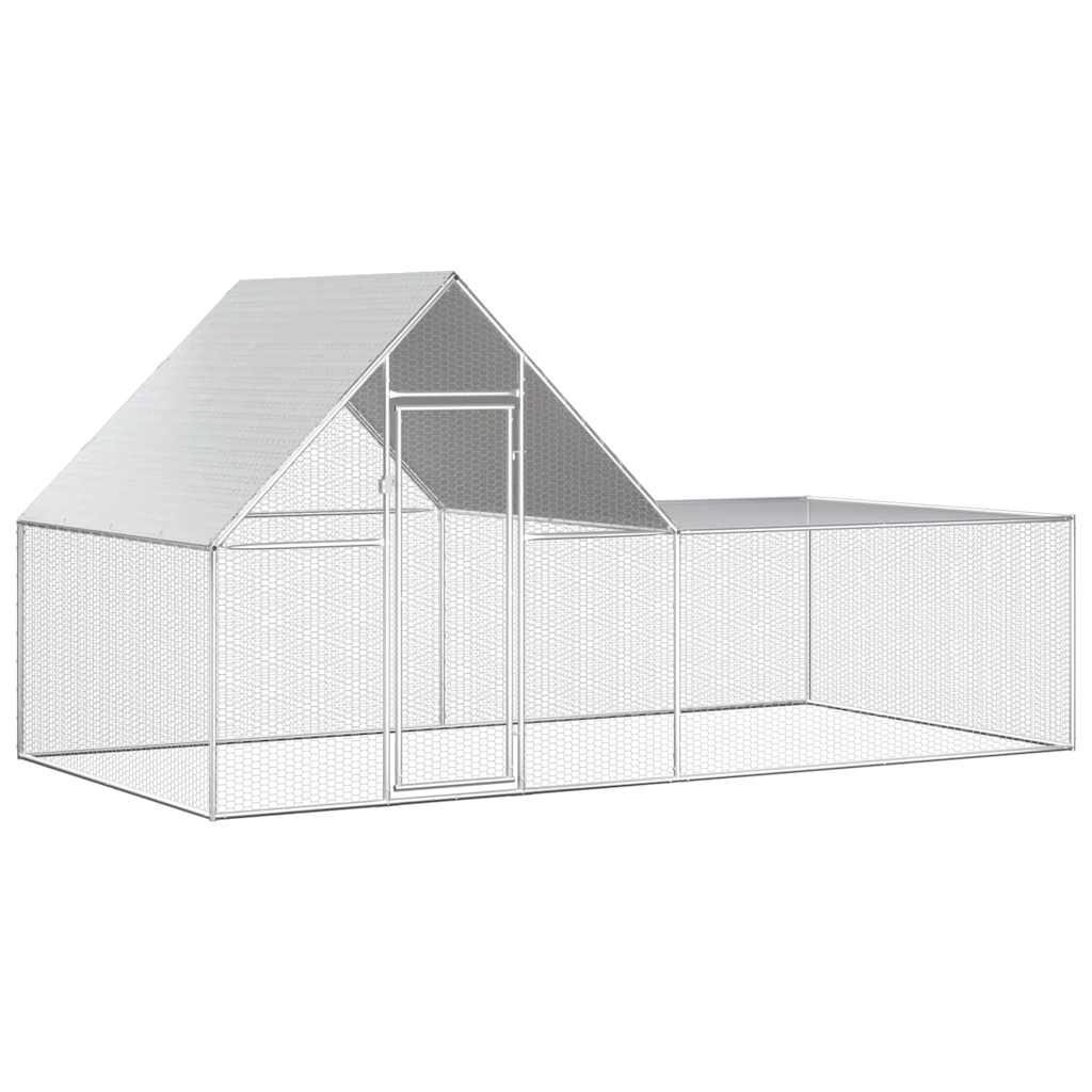 Chicken cage, chicken coop, steel, 4 x 2 x 2 m, run, outdoor enclosure, animal cage, poultry house