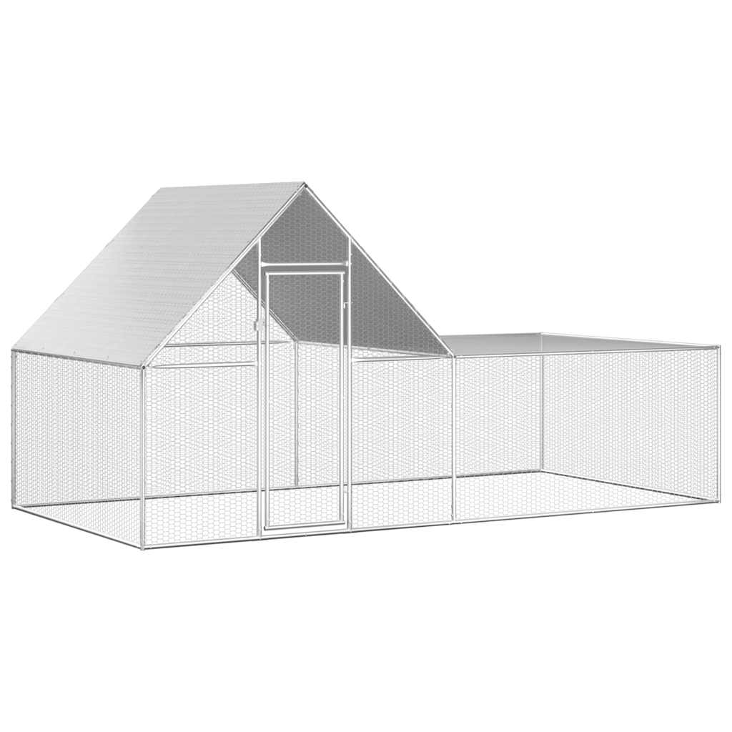 Hühnerkäfig Hühnerstall Stahl 4 x 2 x 2 m Auslauf Freigehege Tierkäfig Geflügelstall