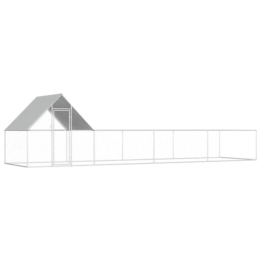Hühnerkäfig Hühnerstall Stahl 8 x 2 x 2 m Auslauf Freigehege Tierkäfig Geflügelstall