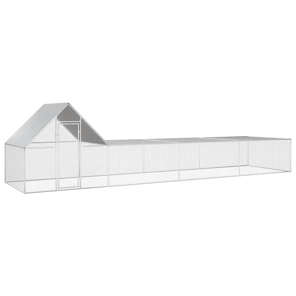 Hühnerkäfig Hühnerstall Stahl 8 x 2 x 2 m Auslauf Freigehege Tierkäfig Geflügelstall