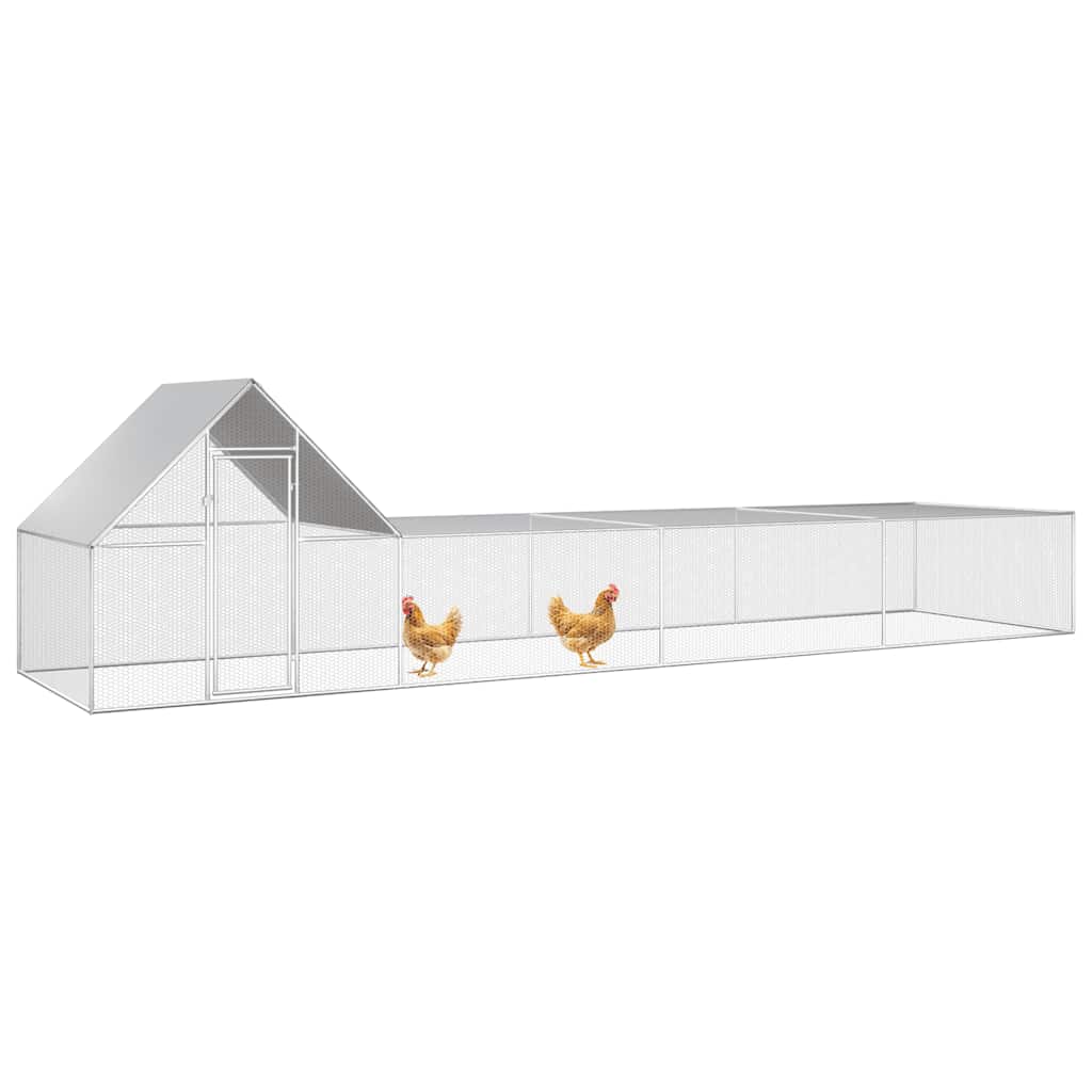 Hühnerkäfig Hühnerstall Stahl 8 x 2 x 2 m Auslauf Freigehege Tierkäfig Geflügelstall