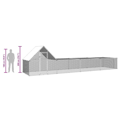 Chicken cage, chicken coop, steel, 8 x 2 x 2 m, run, outdoor enclosure, animal cage, poultry house