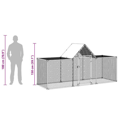 Chicken cage, chicken coop, steel, 3 x 1 x 1.5 m, run, outdoor enclosure, animal cage, poultry house