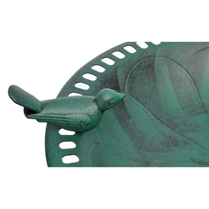 Bird bath with decorative bird, 50x50x76 cm, plastic bird bath, green