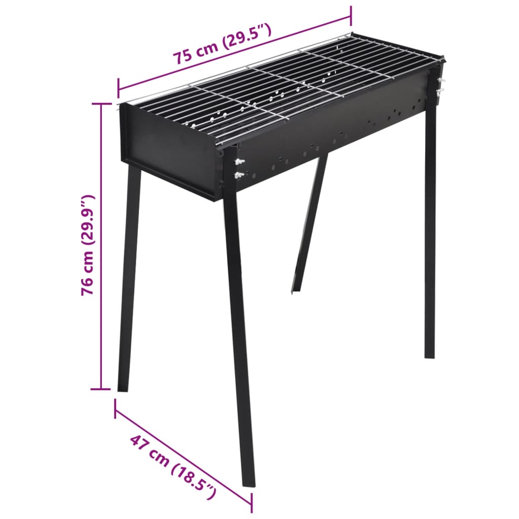 BBQ Grill Säulengrill Standgrill Kohlegrill Barbeque Rechteckig 75 x 47 x 76 cm schwarz