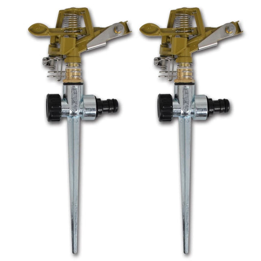 Impuls Sprinkler 2er Set Gartenbewässerung Zink Metallspitzen Rasensprenger