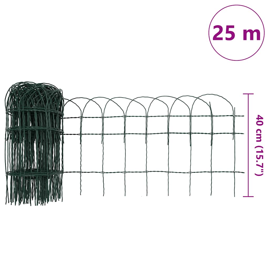 vidaXL Garden Fence Powder-Coated Iron 25×0.4 m