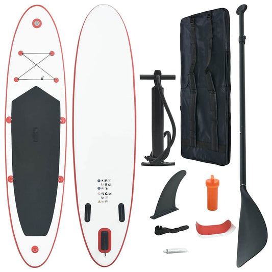 Stand Up Paddle Board Set aufblasbar Rot Weiß SUP Surfboard Paddel 330 cm mit Pumpe