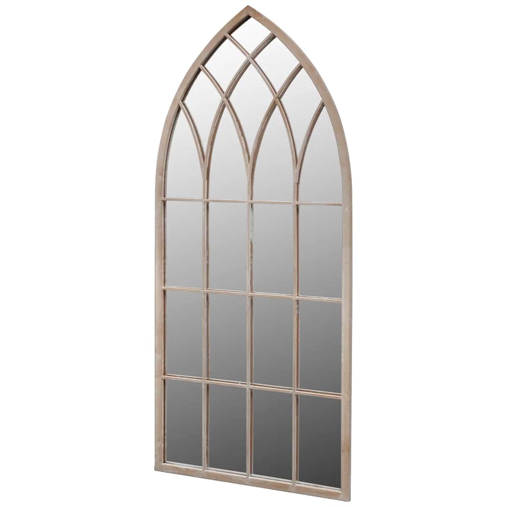 Rustikaler Gartenspiegel Bogen 50×115 cm weiß mit Rosteffekt Indoor und Outdoor