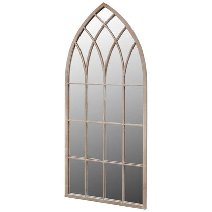 Rustikaler Gartenspiegel Bogen 50×115 cm weiß mit Rostlook Indoor und Outdoor