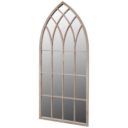 Rustikaler Gartenspiegel Bogen 50×115 cm weiß mit Rosteffekt Indoor und Outdoor