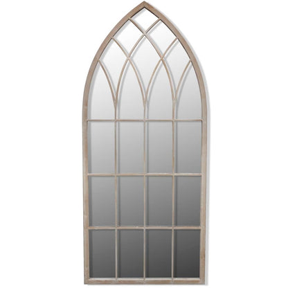 Rustikaler Gartenspiegel Bogen 50×115 cm weiß mit Rostlook Indoor und Outdoor