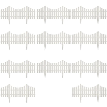 vidaXL Lawn Edging 17 pcs. White 10 m PP