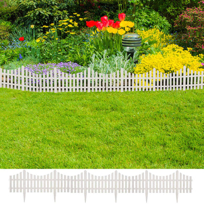 vidaXL Lawn Edging 17 pcs. White 10 m PP